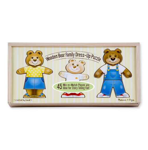 Melissa Doug Wooden Bear Family Dress Up Puzzle