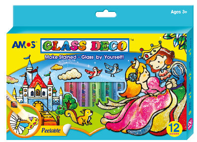 Amos Glass Deco 12 colours x 10.5 ml - Dreampiece Educational Store