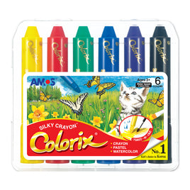 Amos Colorix Silky Crayon (Large Lead) 6 pack for Toddler