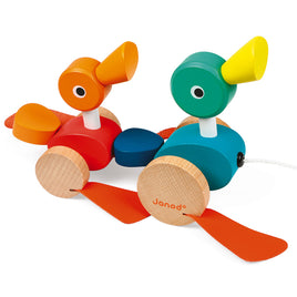 Janod - 鸭子家庭拉动玩具