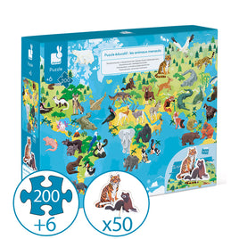 Janod - Endangered Animals 200 Pcs Puzzle