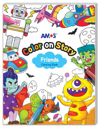 Amos Colour on Story- Friends Colouring Book - Dreampiece Educational Store