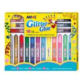 Amos 10.5ml x 18-Colours Glitter Glue - Dreampiece Educational Store