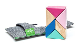 Tegu Magnetic Wood Blocks Pocket Pouch Prism- Blossom 6 pcs - Dreampiece Educational Store