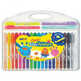 Amos Lot de 24 crayons 3 en 1 Silky Twisters