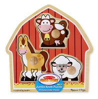 Melissa & Doug: Barnyard Animals Jumbo Knob Puzzle - 3 Pieces - Dreampiece Educational Store