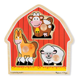 Melissa & Doug: Barnyard Animals Jumbo Knob Puzzle - 3 Pieces - Dreampiece Educational Store