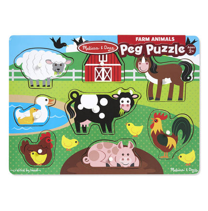 Melissa & Doug: Farm Peg Puzzle - 8 pieces (#9050) - Dreampiece Educational Store