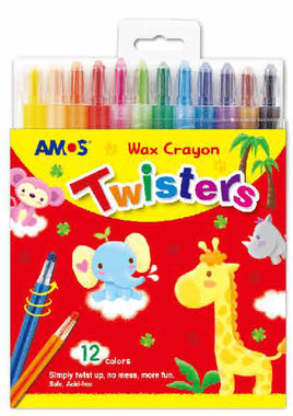 Amos 12-Colours Twistable Coloured Crayon - Dreampiece Educational Store